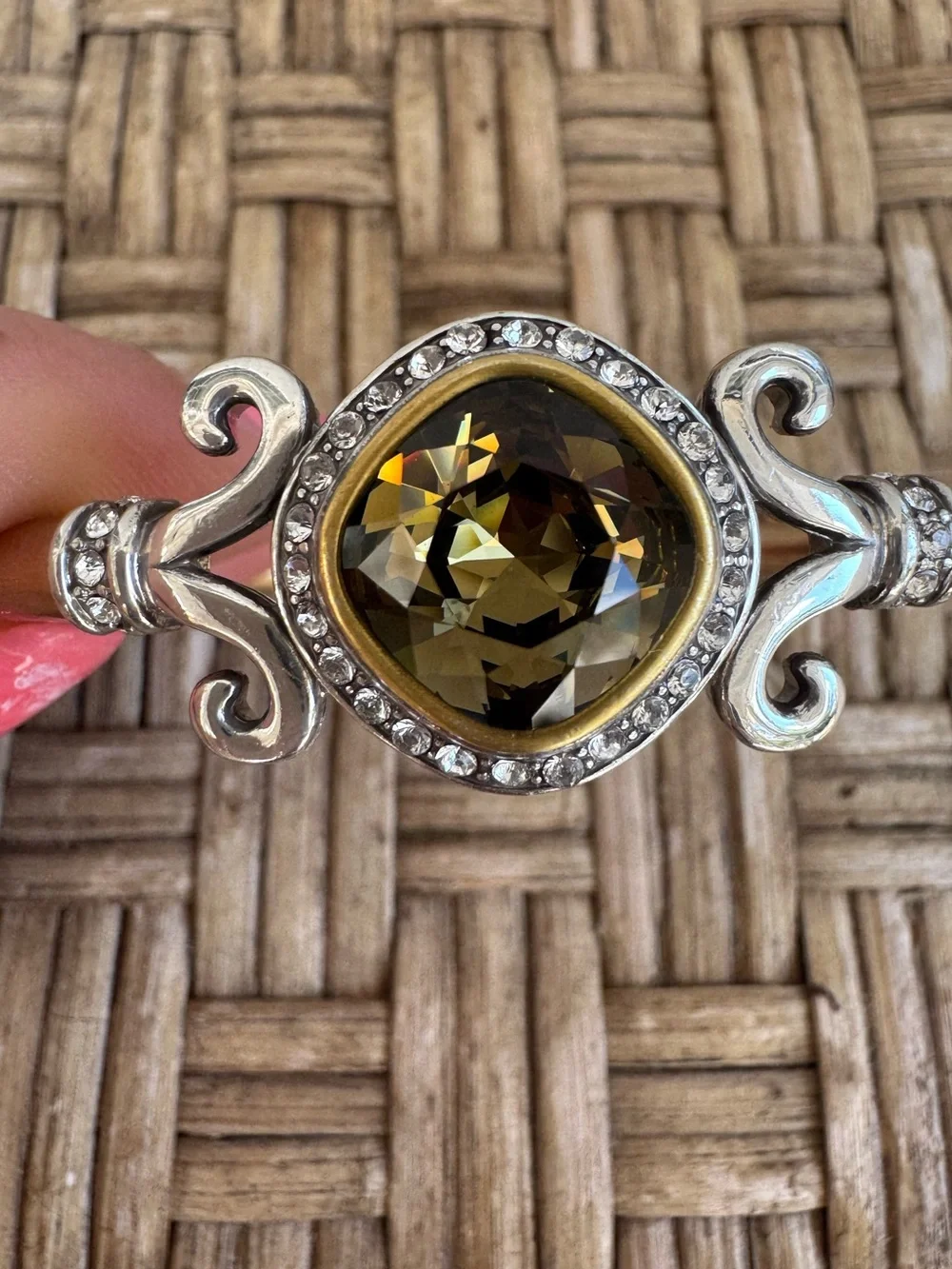 Brighton 'Lions Eye' Bracelet in Silver, Gold, & Amber Crystal